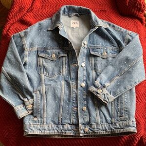Zara Rhinestone Blue Jean Jacket